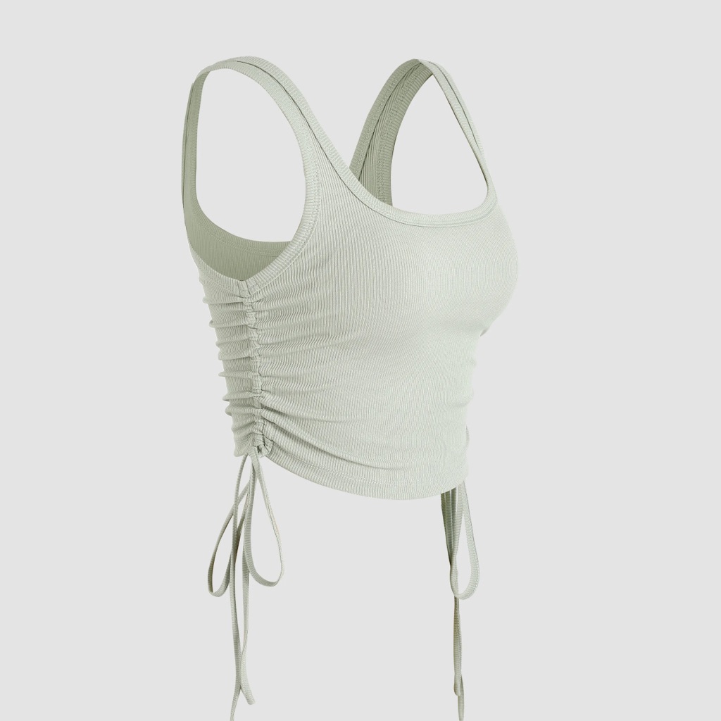 Solid Rib Drawstring Tank Top